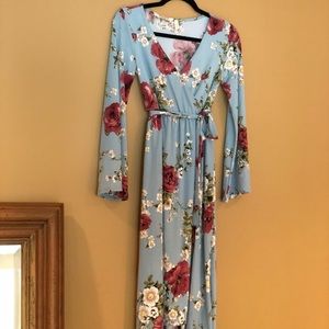 Pinkblush Blue Floral Maternity Midi Dress